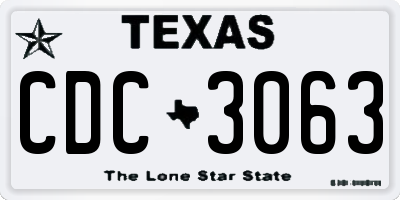 TX license plate CDC3063
