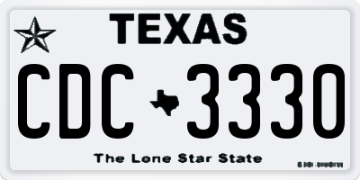 TX license plate CDC3330
