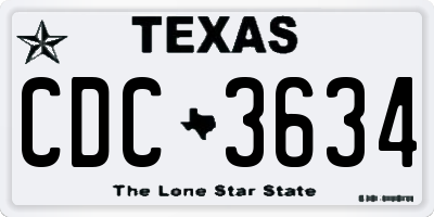 TX license plate CDC3634