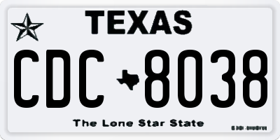 TX license plate CDC8038