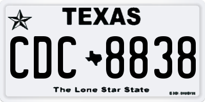 TX license plate CDC8838
