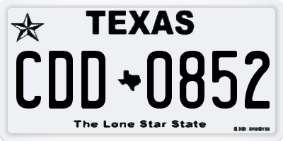 TX license plate CDD0852