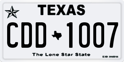TX license plate CDD1007