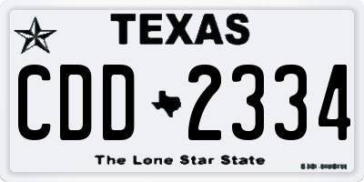 TX license plate CDD2334