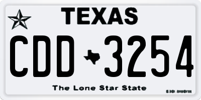 TX license plate CDD3254