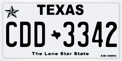 TX license plate CDD3342