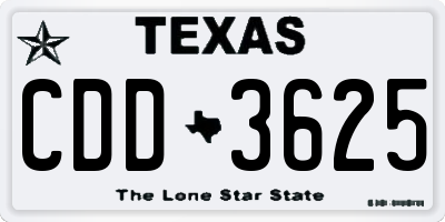 TX license plate CDD3625