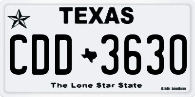 TX license plate CDD3630