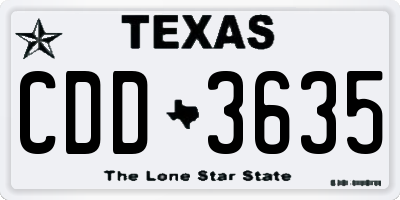 TX license plate CDD3635