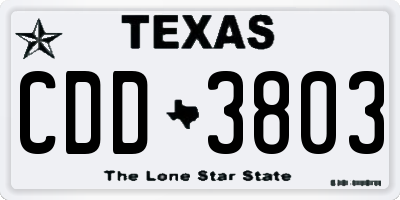 TX license plate CDD3803