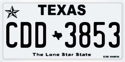 TX license plate CDD3853