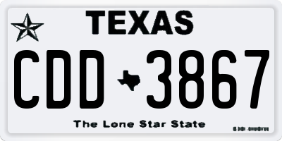 TX license plate CDD3867
