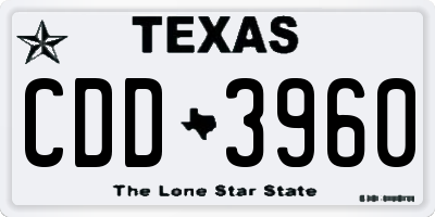TX license plate CDD3960