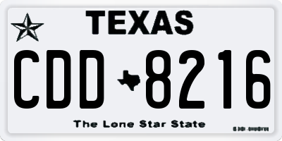 TX license plate CDD8216