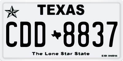 TX license plate CDD8837