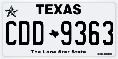TX license plate CDD9363