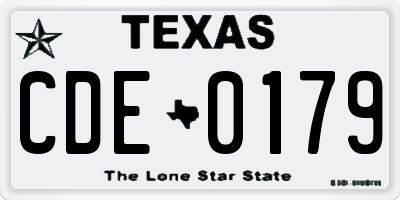 TX license plate CDE0179