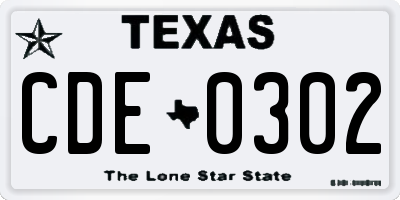 TX license plate CDE0302