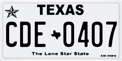 TX license plate CDE0407