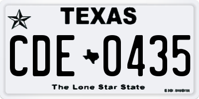 TX license plate CDE0435