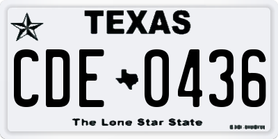 TX license plate CDE0436