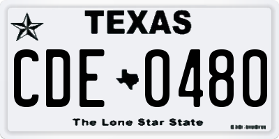 TX license plate CDE0480