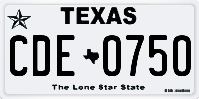 TX license plate CDE0750