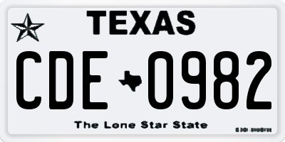 TX license plate CDE0982