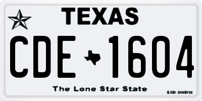 TX license plate CDE1604