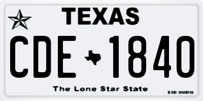 TX license plate CDE1840