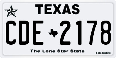 TX license plate CDE2178