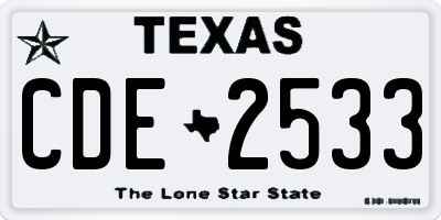 TX license plate CDE2533