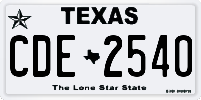 TX license plate CDE2540