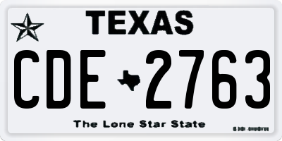 TX license plate CDE2763