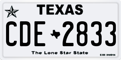 TX license plate CDE2833
