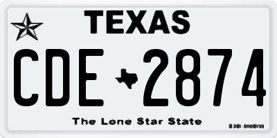 TX license plate CDE2874