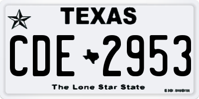 TX license plate CDE2953