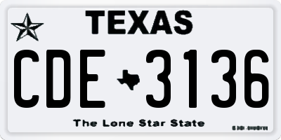 TX license plate CDE3136