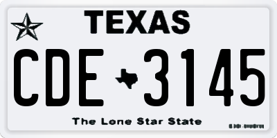 TX license plate CDE3145