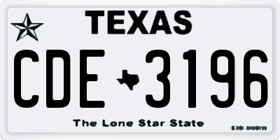 TX license plate CDE3196
