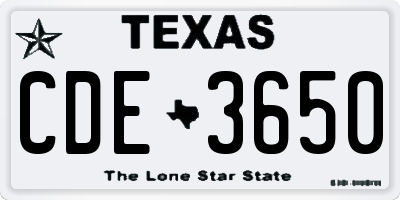 TX license plate CDE3650