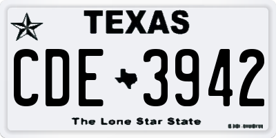 TX license plate CDE3942