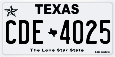 TX license plate CDE4025