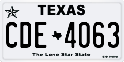 TX license plate CDE4063