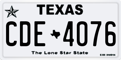 TX license plate CDE4076