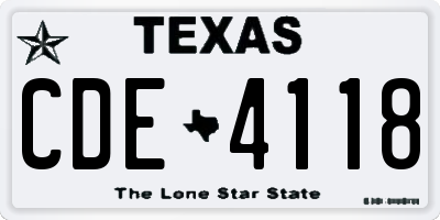 TX license plate CDE4118