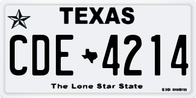 TX license plate CDE4214