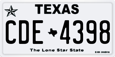 TX license plate CDE4398