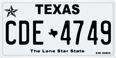 TX license plate CDE4749