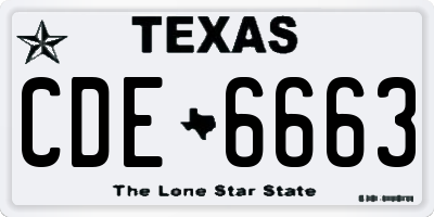 TX license plate CDE6663